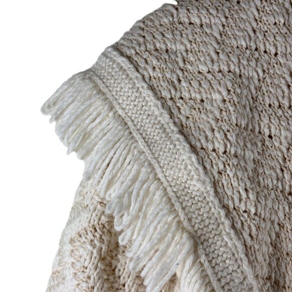 Angel of The North Ivory CHEVRON Fringe Cardigan Sweater Size Small - Picture 4 of 7